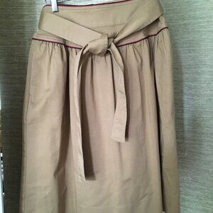 J. Crew Tie-waist chino skirt with contrast stitching (NWT)